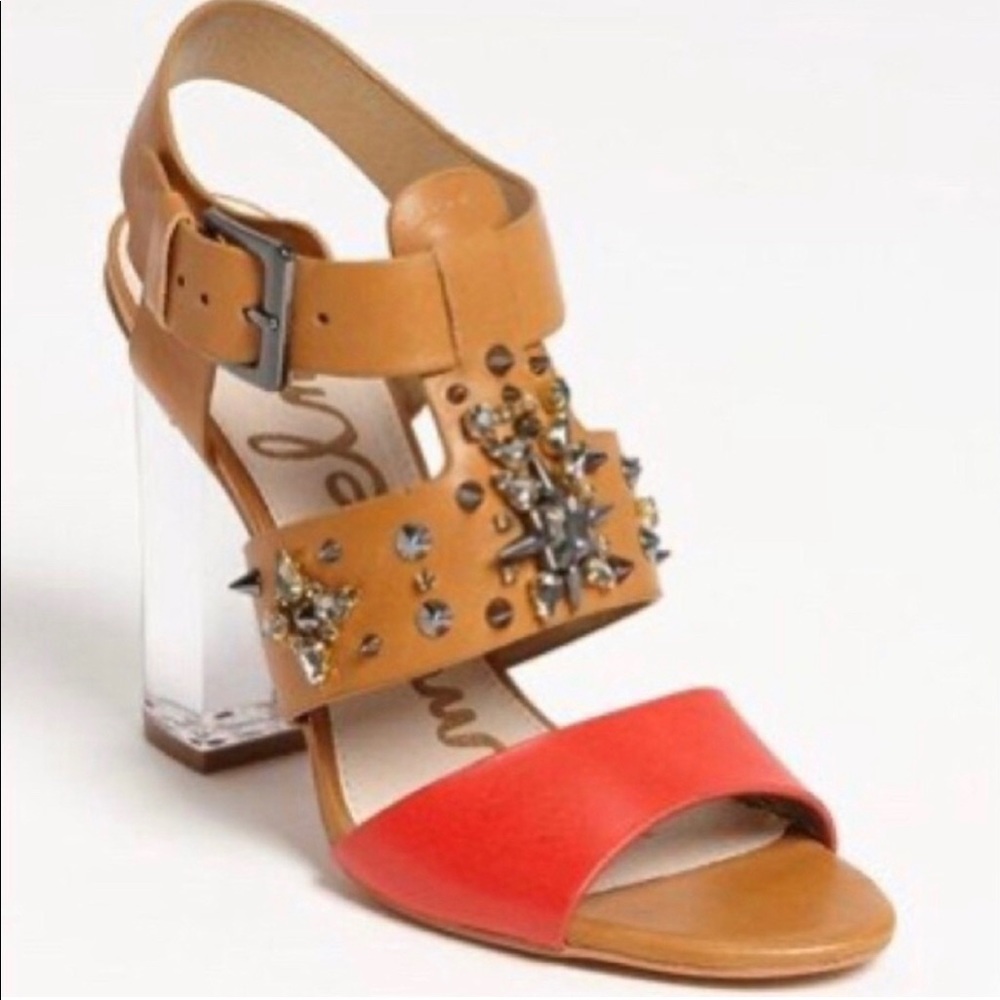 Sam Edelman Yara Lucite Heels Spiked Jeweled